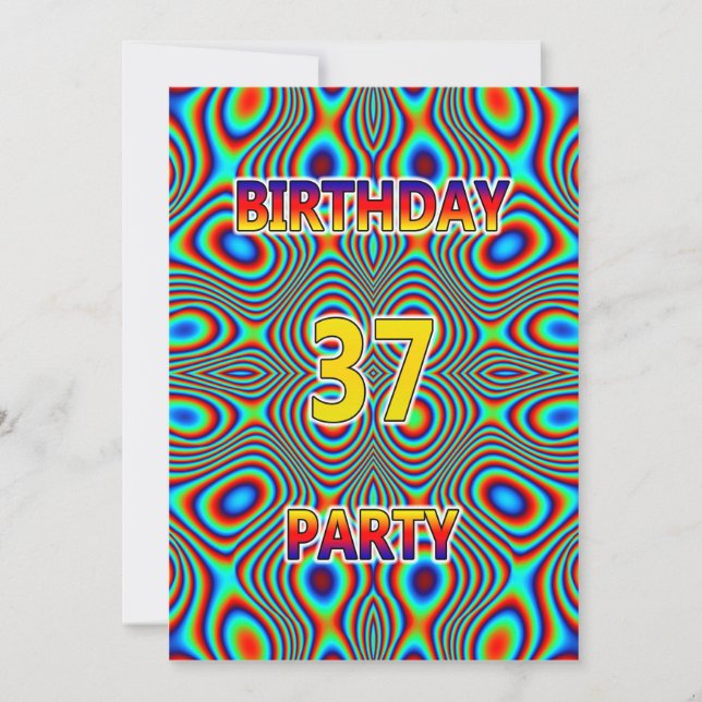 Psychedelic 37th Birthday party Invitation (Front)