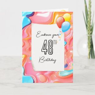 Psychedelic 3D Abstract for 48th Birthday  Card