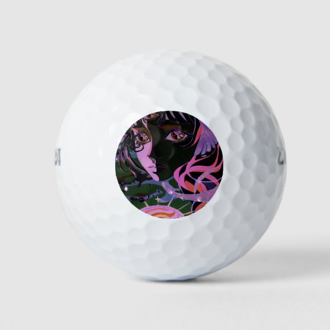 Psychedelic 3rd Eye Anime Girl Golf Balls (Front)