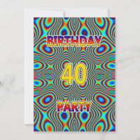 Psychedelic 40th Birthday party Invitation
