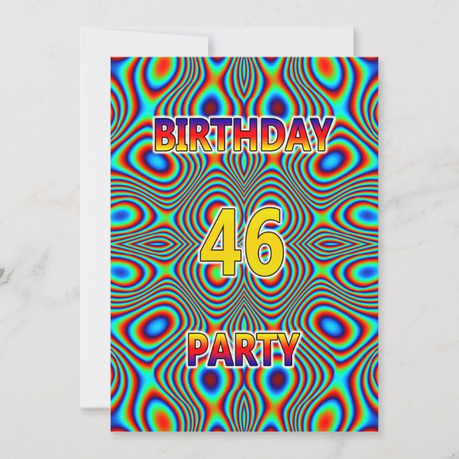 Psychedelic 46th Birthday party Invitation (Front)