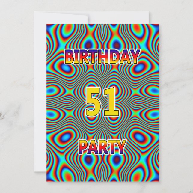 Psychedelic 51st Birthday party Invitation (Front)