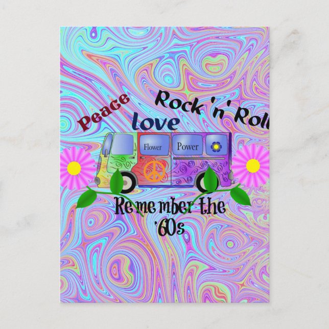 Psychedelic '60s--Peace, Love, Rock 'n' Roll Postcard (Front)