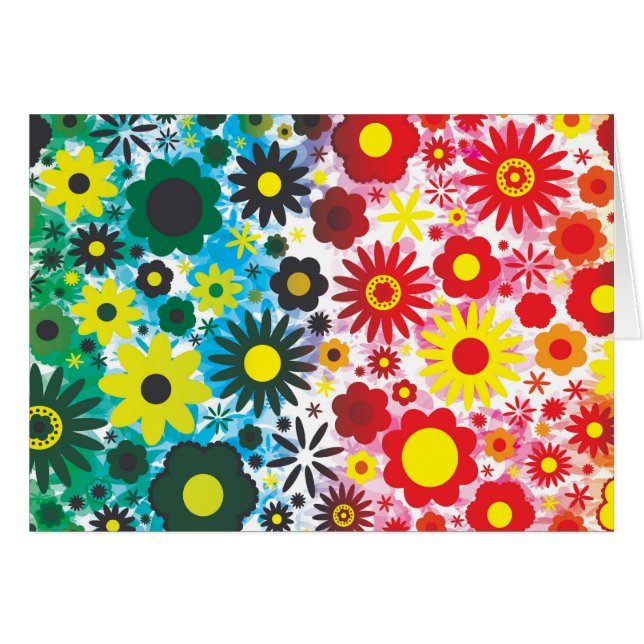 Psychedelic 60s Red Green Flowers Pattern (Front Horizontal)