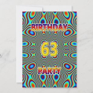 Psychedelic 63rd Birthday party Invitation