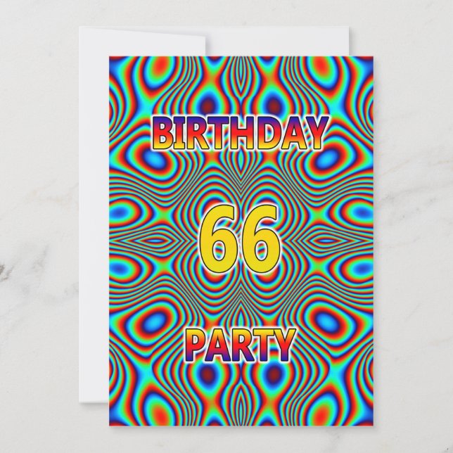Psychedelic 66th Birthday party Invitation (Front)