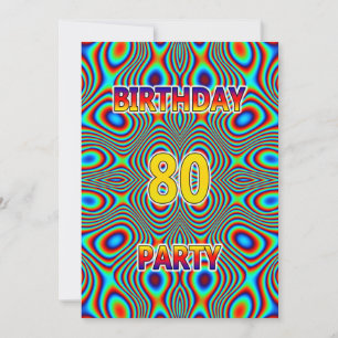 Psychedelic 80th Birthday party Invitation