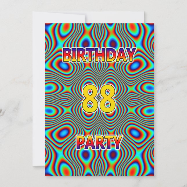 Psychedelic 88th Birthday party Invitation (Front)