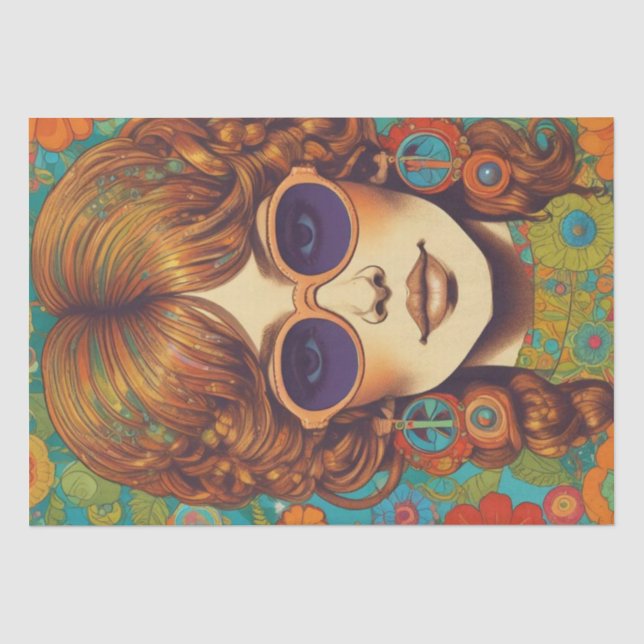 Psychedelic: A 1960s Retro Hippie Decoupage Paper (Front)