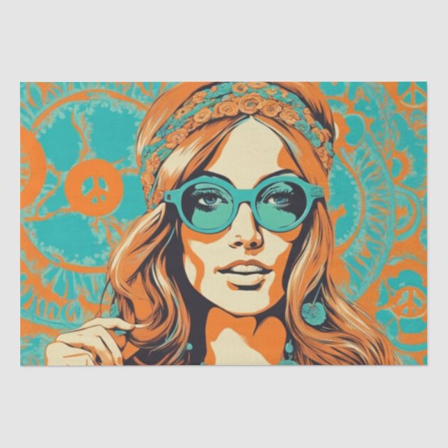 Psychedelic: A 1960s Retro Hippie Decoupage Paper (Front)