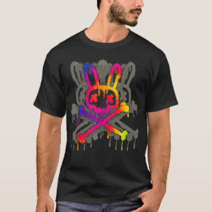 Psychedelic  A Bunny Tie Dye Skull And Crossbones  T-Shirt
