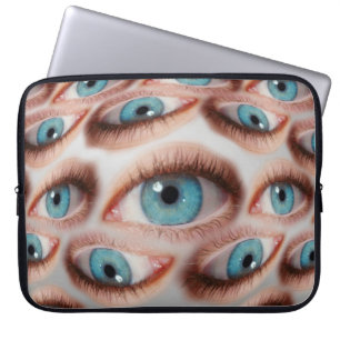 Psychedelic abstract background of distorted eye p laptop sleeve