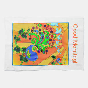 Psychedelic Abstract Bird Tea Towel