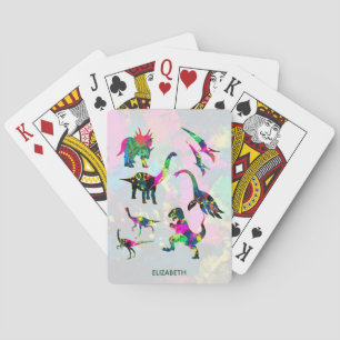 Psychedelic Abstract Colourful Dinosaur Playing Cards