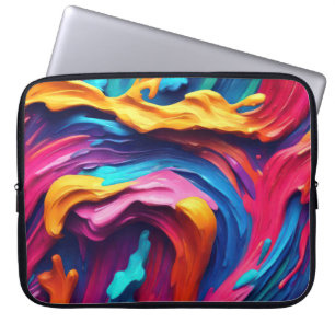 Psychedelic Abstract Colourful Paint Strokes Laptop Sleeve