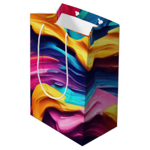 Psychedelic Abstract Colourful Paint Strokes Medium Gift Bag