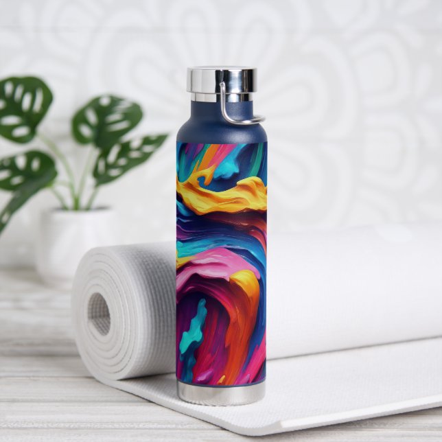 Psychedelic Abstract Colourful Paint Strokes Water Bottle (Yoga)