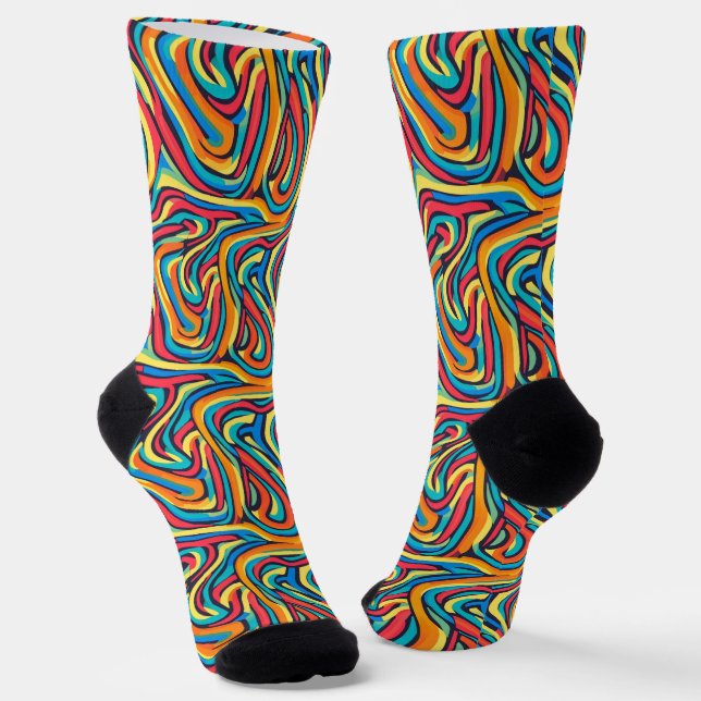 Psychedelic Abstract Colourful Pattern Socks (Angled)