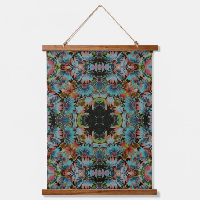 Psychedelic Abstract Daisies Flower Art Hanging Tapestry (Front)