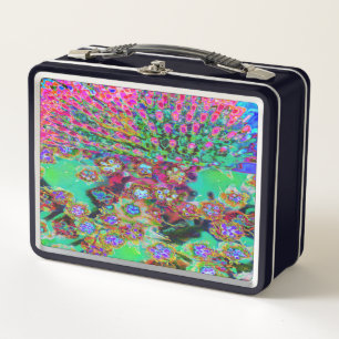 Psychedelic Abstract Groovy Purple Sedum Metal Lunch Box