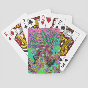 Psychedelic Abstract Groovy Purple Sedum Playing Cards