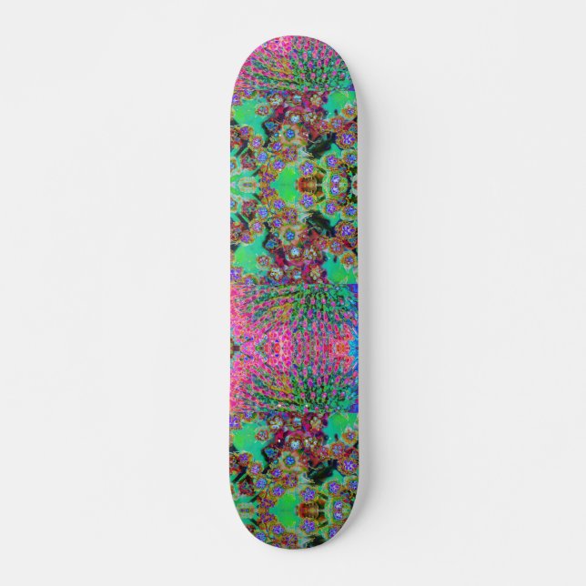 Psychedelic Abstract Groovy Purple Sedum Skateboard (Front)
