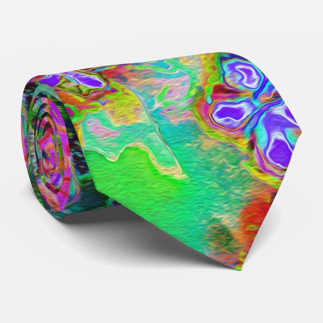 Psychedelic Abstract Groovy Purple Sedum Tie (Rolled)