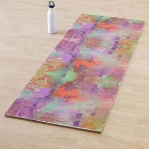 Psychedelic abstract mint green orange purple  yoga mat