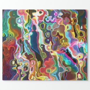 Psychedelic Abstract Neon Cellular Electric Art Wrapping Paper