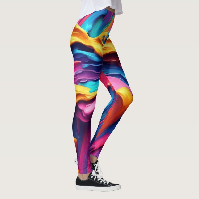 Psychedelic Abstract Paint Strokes Leggings (Right)