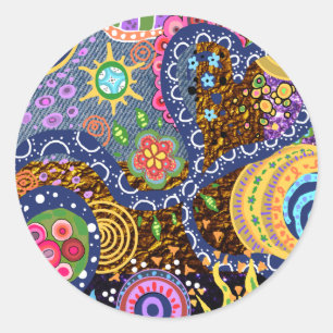 Psychedelic abstract pattern classic round sticker