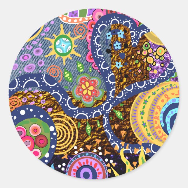 Psychedelic abstract pattern classic round sticker (Front)