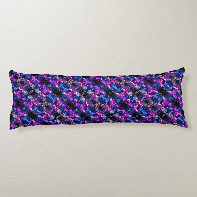 Psychedelic Abstract Purple Pink Blue Grey Striped Body Cushion (Back)