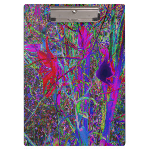 Psychedelic Abstract Rainbow Colours Lily Garden Clipboard