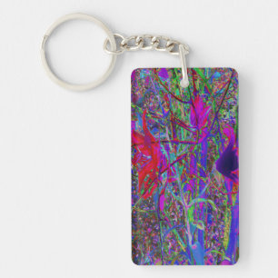 Psychedelic Abstract Rainbow Colours Lily Garden Key Ring