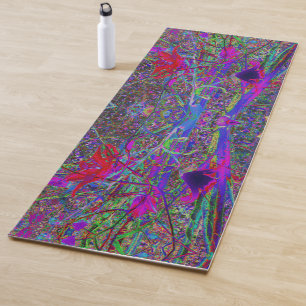 Psychedelic Abstract Rainbow Colours Lily Garden Yoga Mat