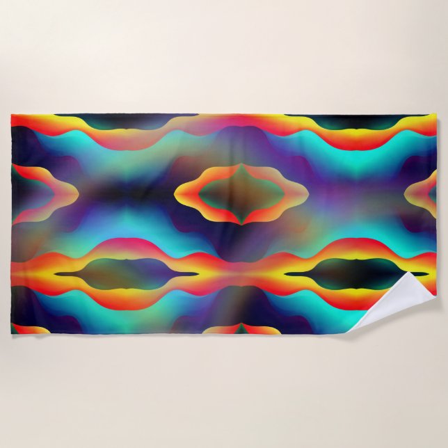 Psychedelic Abstract Trippy Bright Colours Beach Towel (Front)