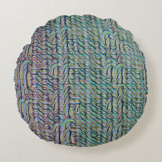 Psychedelic Abstract Wave Pattern Design 1304 Round Cushion (Front)