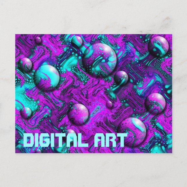 Psychedelic Abstract with Bubbles Postcard (Front)