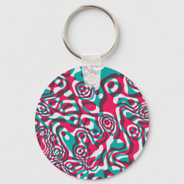 Psychedelic Acid Seamless Funky Background. Key Ring (Front)