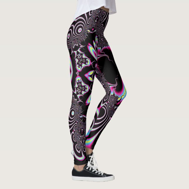 Psychedelic Acid Trip Fractal Abstract Digital Art Leggings (Right)