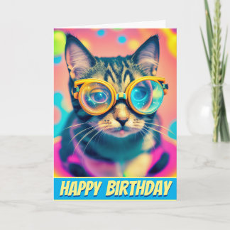 Psychedelic Acid Trip Kitty Cat Card