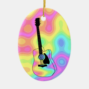 Psychedelic Acoustic Guitar Ceramic Tree Decoration