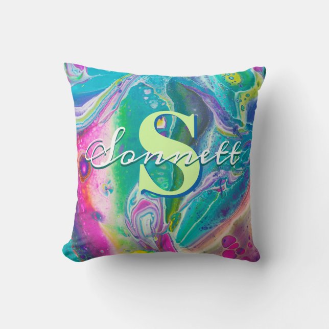 Psychedelic Acrylic Flow Art Cushion (Front)