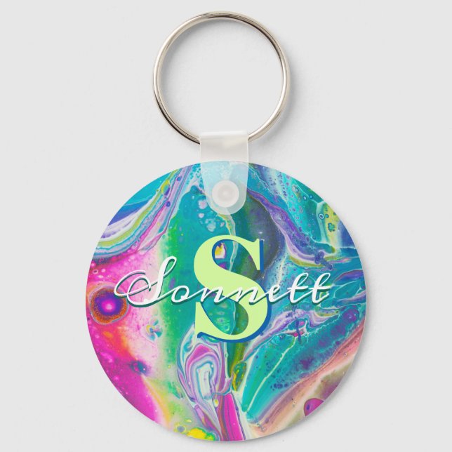 Psychedelic Acrylic Flow Art Key Ring (Front)