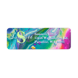 Psychedelic Acrylic Flow Art Return Address Label