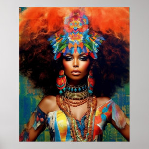 Psychedelic African American Vibrant Poster