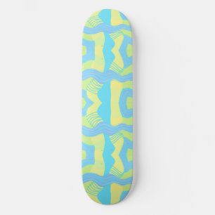 Psychedelic African Patchwork: Green Blue Yellow  Skateboard