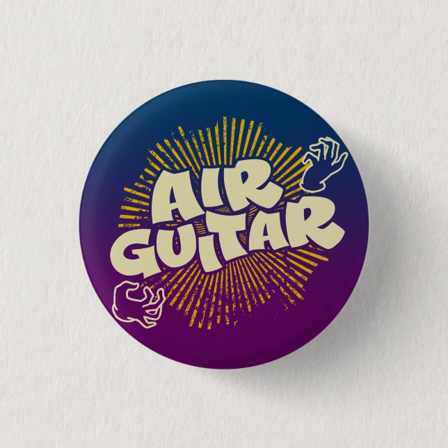 Psychedelic Air Guitar Retro Flair Pinback 3 Cm Round Badge (Front)