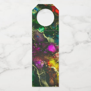 Psychedelic Alcohol Ink Abstract Painting Bottle Tag